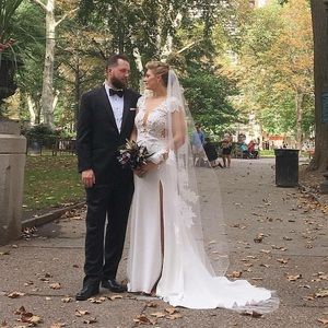 Daalarna Couture Off White Lace Sheer Wedding Gown 10